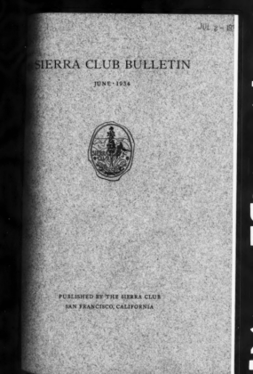 Sierra Club Bulletin 1934 Vol 19 No 3 June cover